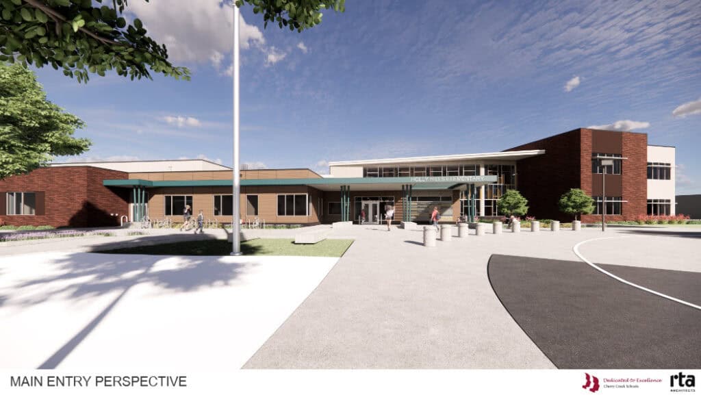 New Holly Hills Elementary exterior view - front entry